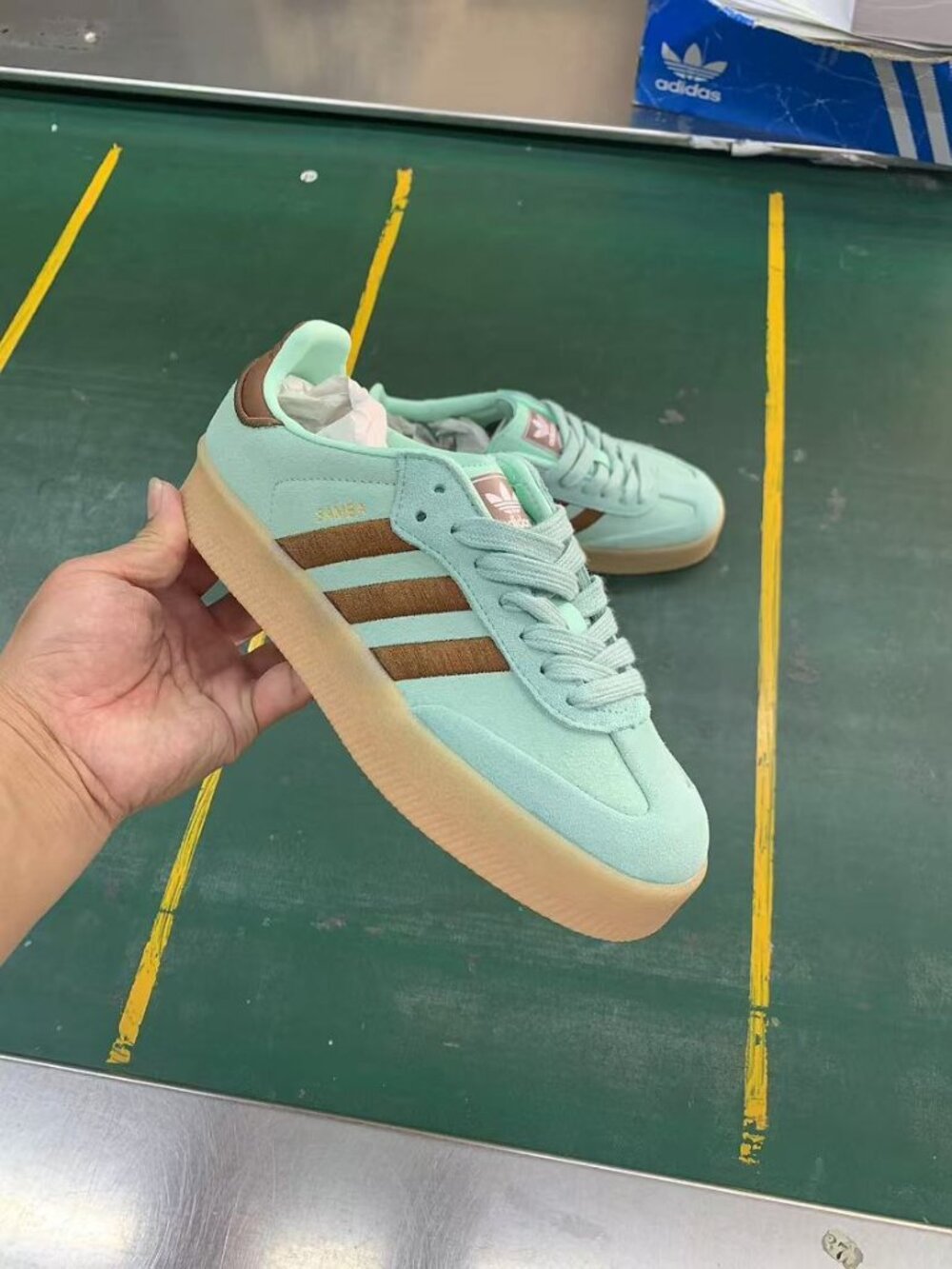 Adidas Samba Platform Mint Green Brown Suede Shoes